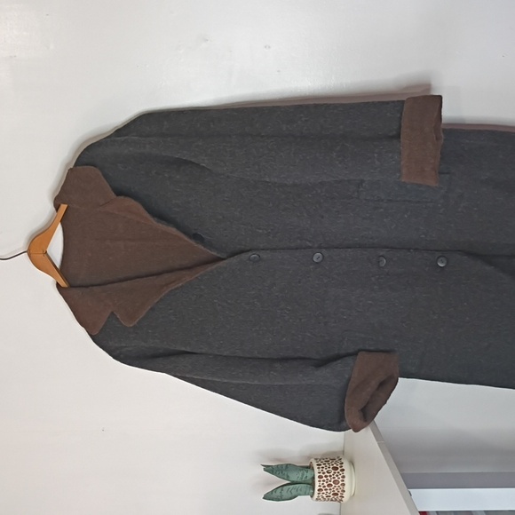 Vintage J. Jill Reversible Brown And Gray Charcoal Wool Trench Coat Medium - Picture 11 of 11